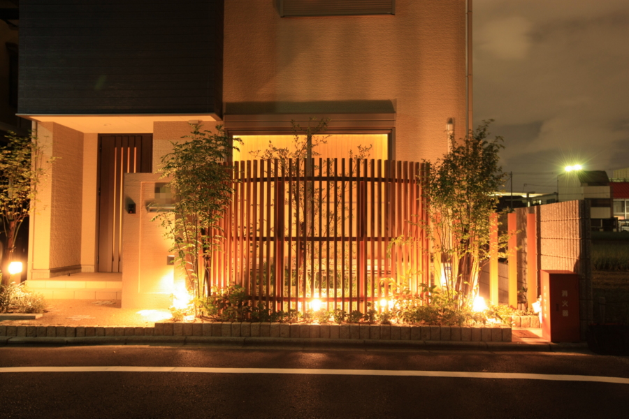 千本格子と植栽のライトアップ計画 京都の外構 エクステリア 庭のリフォーム 株式会社あしだ